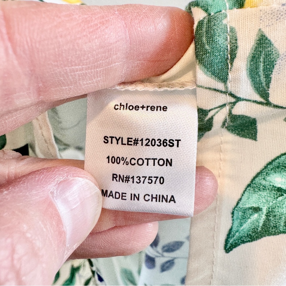 Cottagecore Lemon Chloe & Renee Midi Dress Cotton M Summer Open Back A57 NWT - Picture 7 of 11